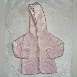 Hanna Andersson Pink and Cream Striped Button Down Jacket